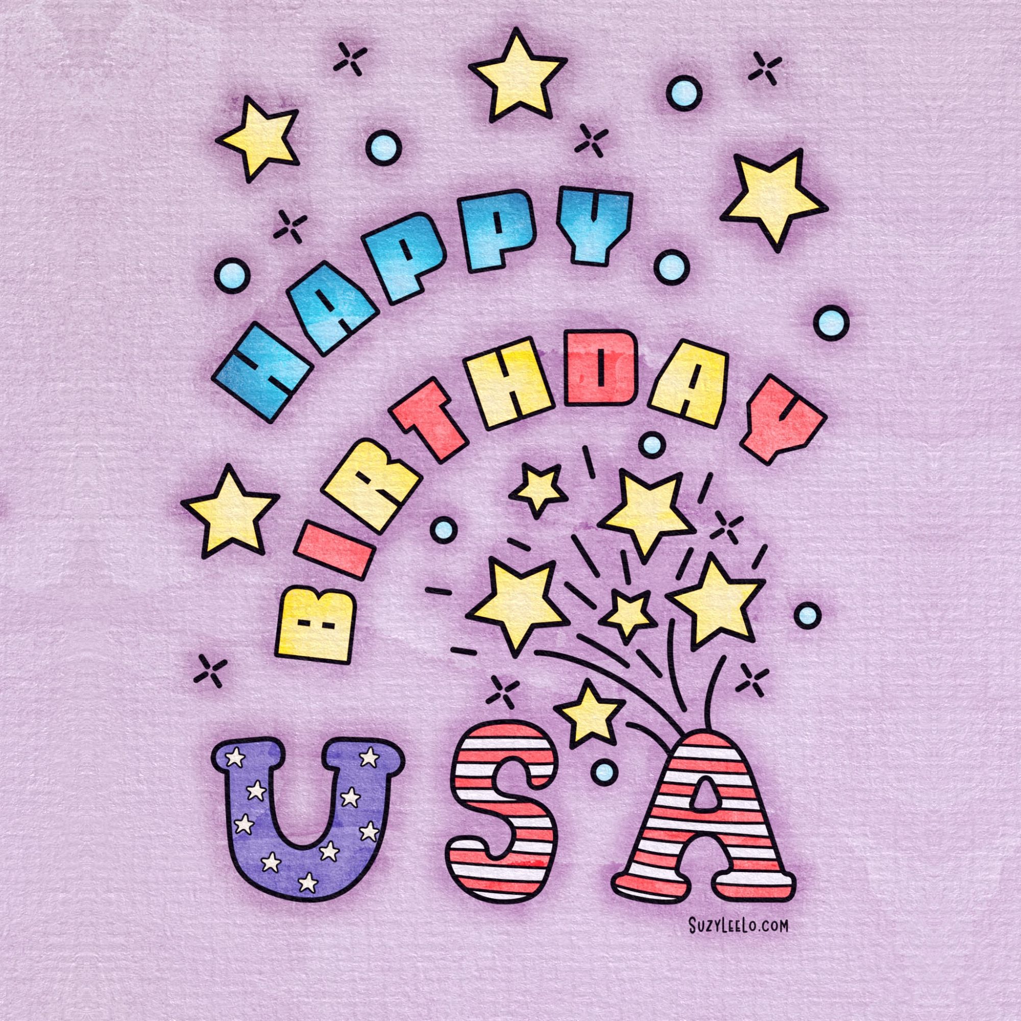 Happy Birthday USA - Coloring Page » Suzy LeeLo