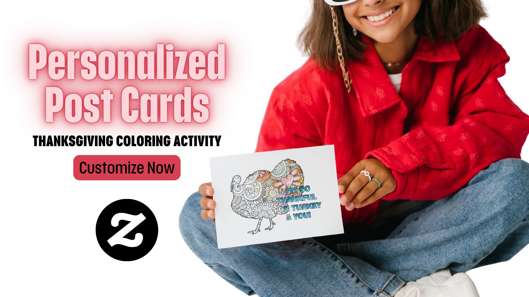 Personalized Thanksgiving Coloring Activity Card