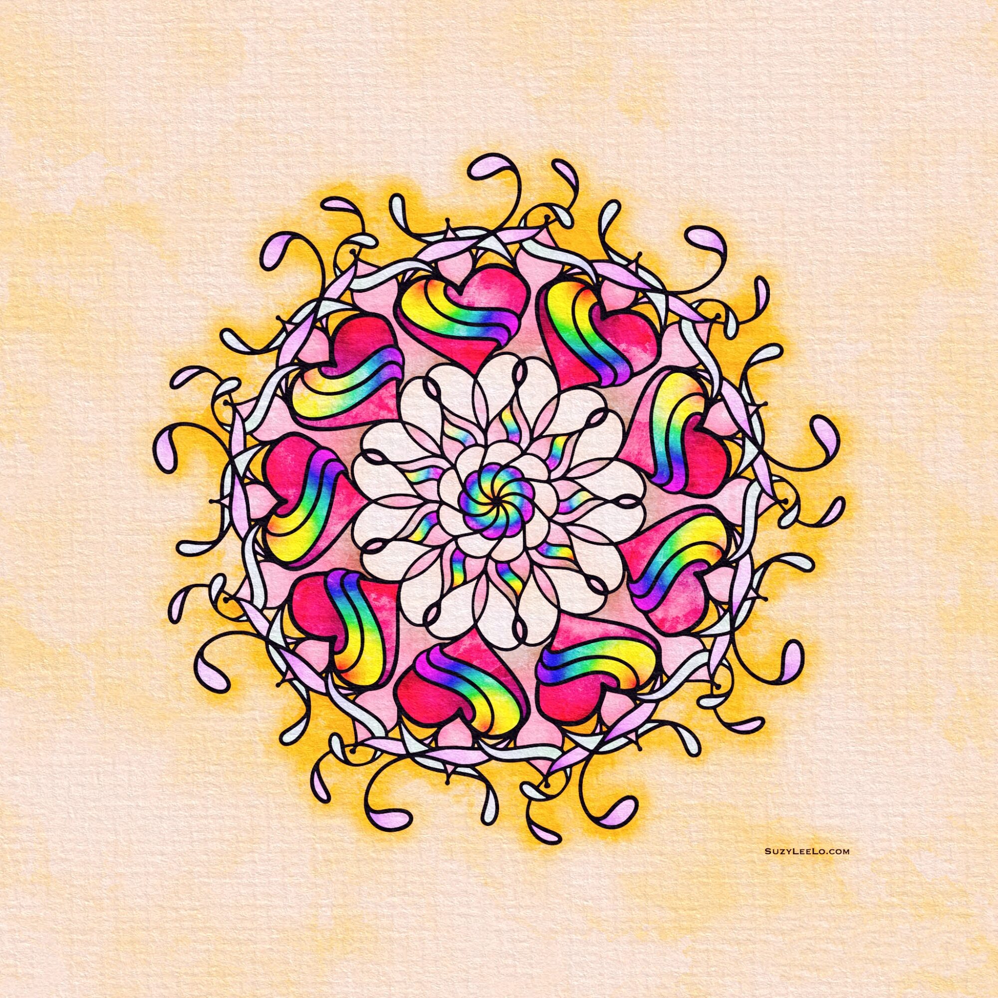 Intricate Valentine’s Mandala for Adult Colorists